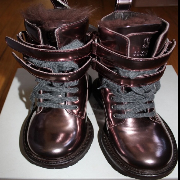 BRUNELLO CUCINELLI WOMEN'S METALLIC COPPER BOOTS - Picture 3 of 5